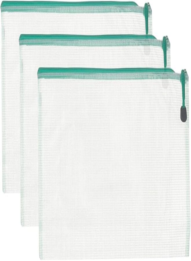 3A S-6004 Plastic Zipper Binder 24 * 32 cm Set Of 3 Pieces - Green
